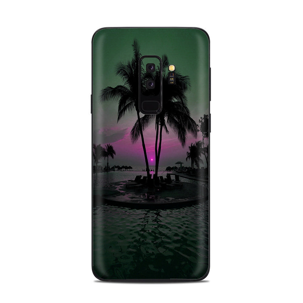  Sunset Tropical Paradise Poolside Samsung Galaxy S9 Plus Skin