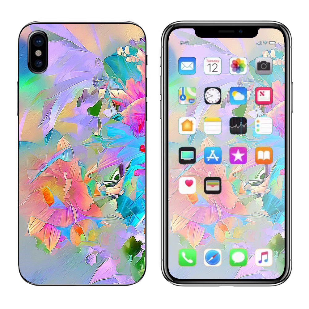  Watercolors Vibrant Floral Paint Apple iPhone X Skin