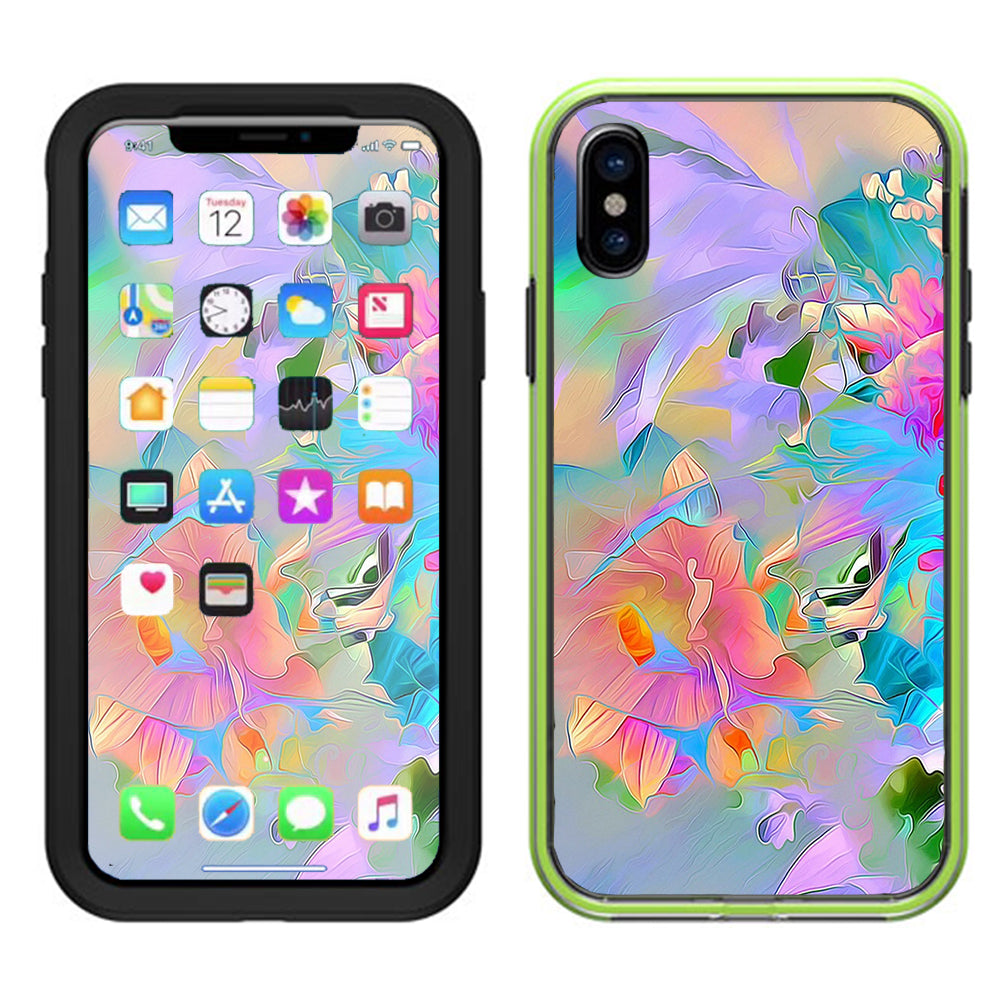  Watercolors Vibrant Floral Paint Lifeproof Slam Case iPhone X Skin