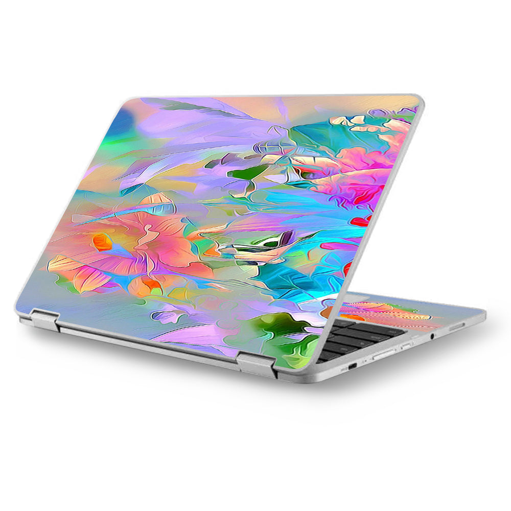  Watercolors Vibrant Floral Paint Asus Chromebook Flip 12.5" Skin