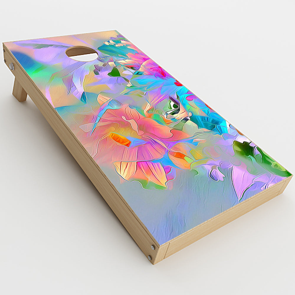  Watercolors Vibrant Floral Paint Cornhole Game Boards  Skin