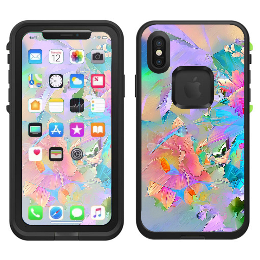  Watercolors Vibrant Floral Paint Lifeproof Fre Case iPhone X Skin