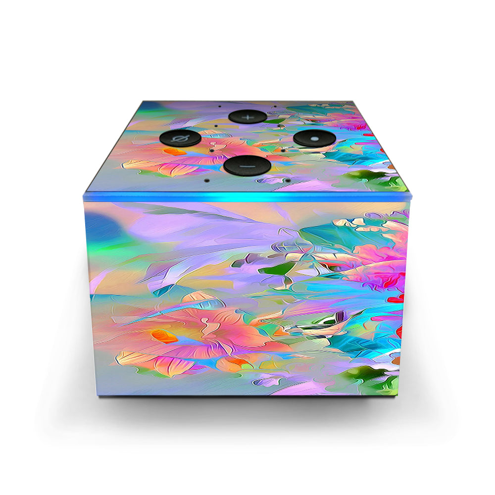 Watercolors Vibrant Floral Paint Amazon Fire TV Cube Skin