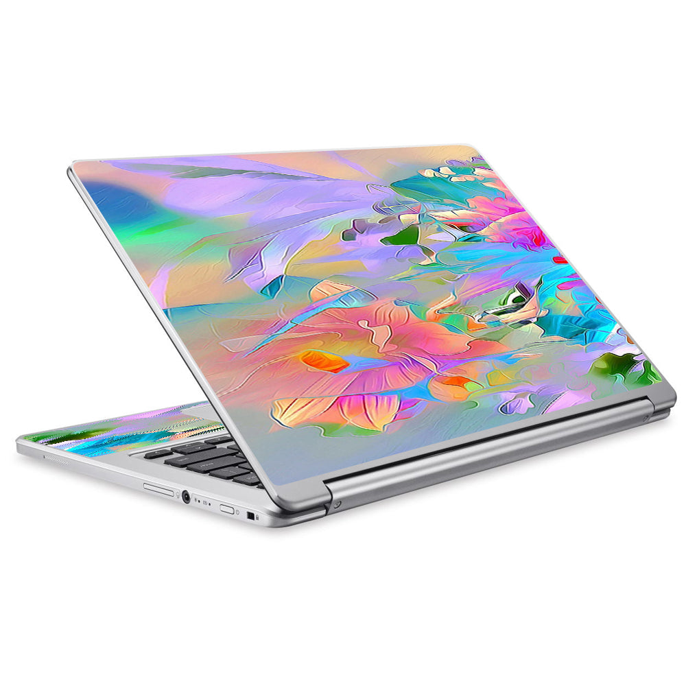  Watercolors Vibrant Floral Paint Acer Chromebook R13 Skin