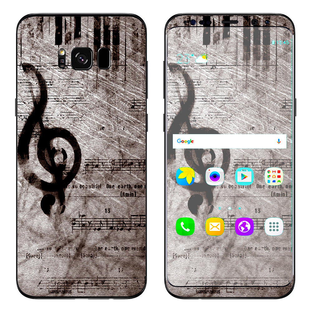  Vintage Piano Key Music Notes Book Page Samsung Galaxy S8 Skin
