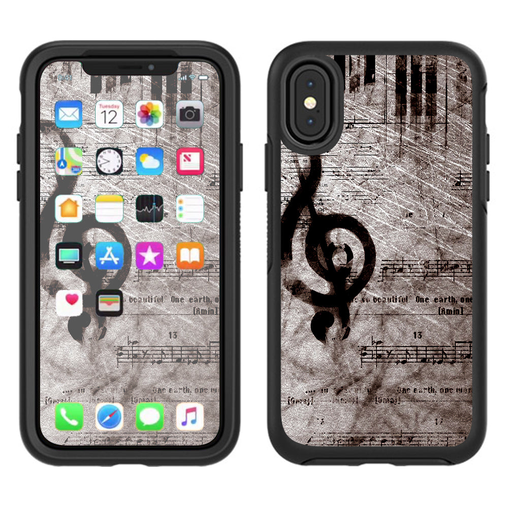  Vintage Piano Key Music Notes Book Page Otterbox Defender Apple iPhone X Skin