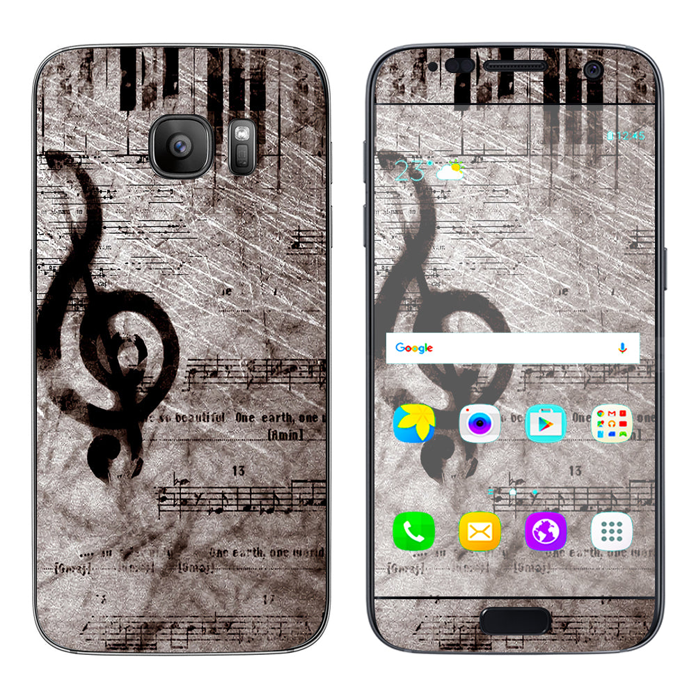  Vintage Piano Key Music Notes Book Page Samsung Galaxy S7 Skin