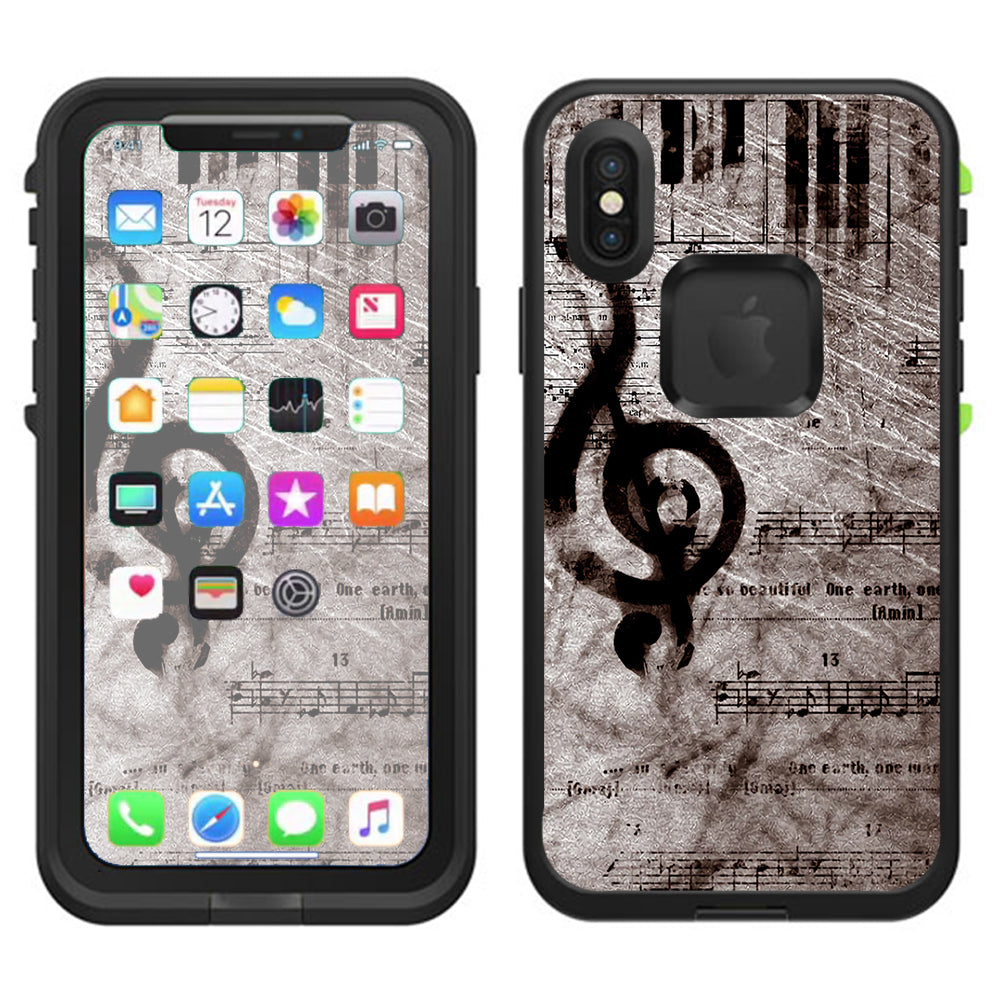  Vintage Piano Key Music Notes Book Page Lifeproof Fre Case iPhone X Skin