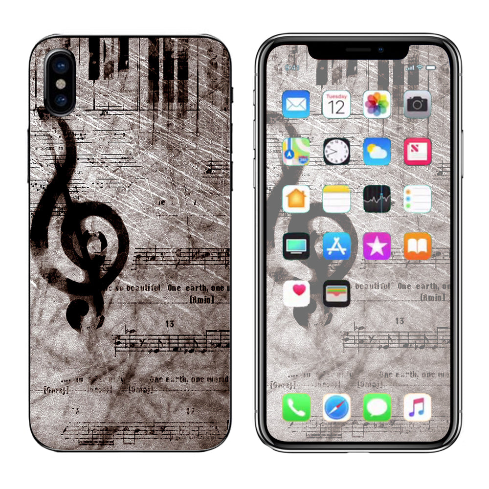  Vintage Piano Key Music Notes Book Page Apple iPhone X Skin