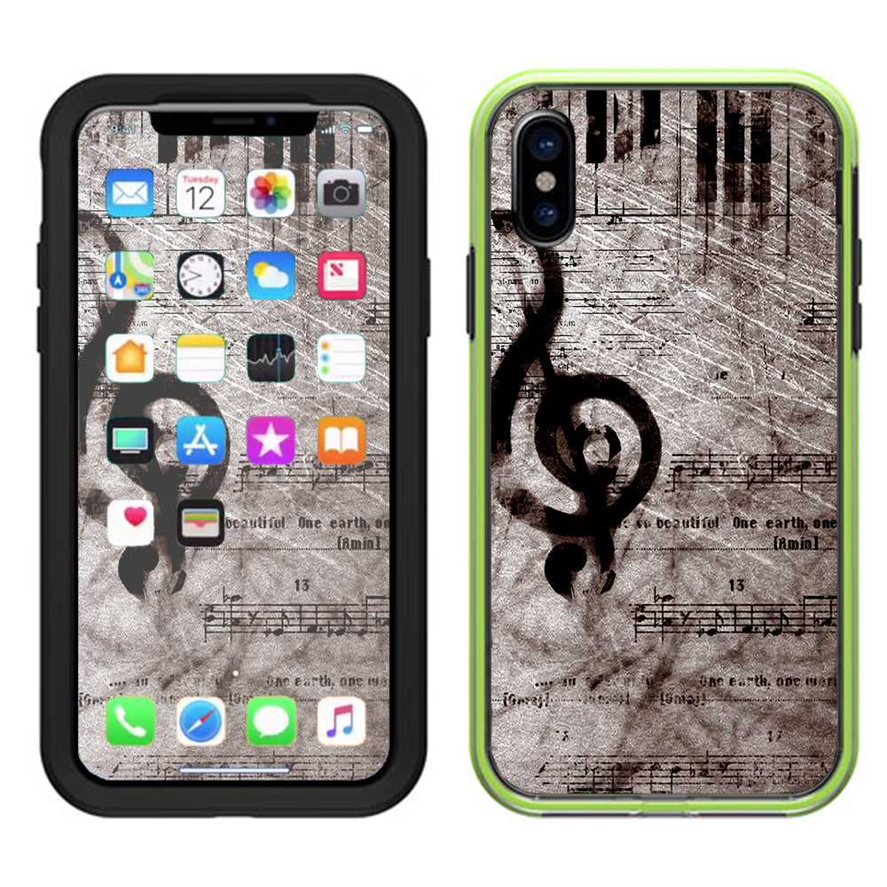  Vintage Piano Key Music Notes Book Page Lifeproof Slam Case iPhone X Skin