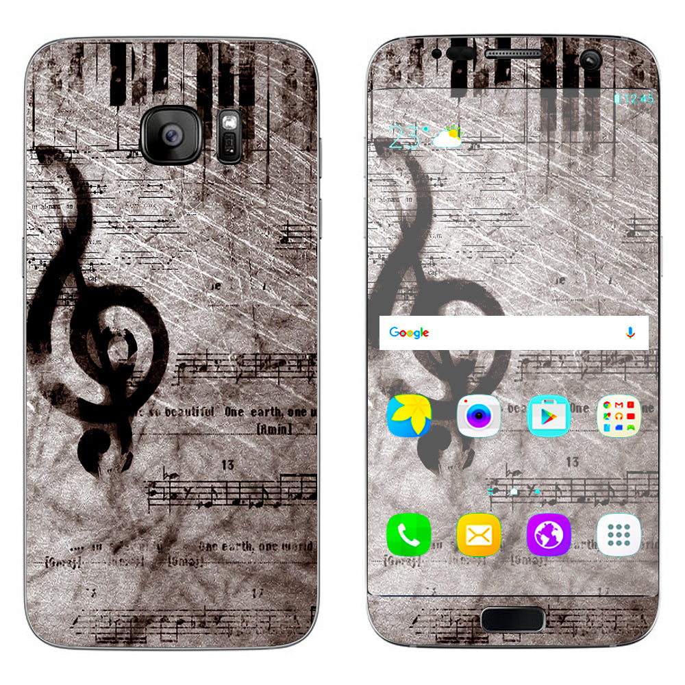  Vintage Piano Key Music Notes Book Page Samsung Galaxy S7 Edge Skin