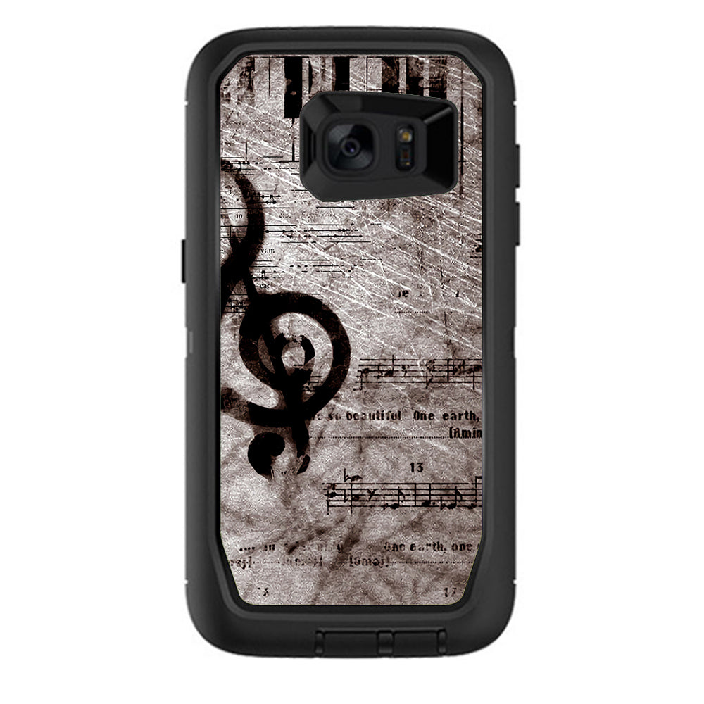  Vintage Piano Key Music Notes Book Page Otterbox Defender Samsung Galaxy S7 Edge Skin