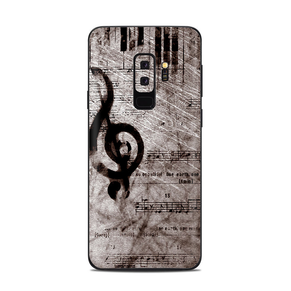  Vintage Piano Key Music Notes Book Page Samsung Galaxy S9 Plus Skin