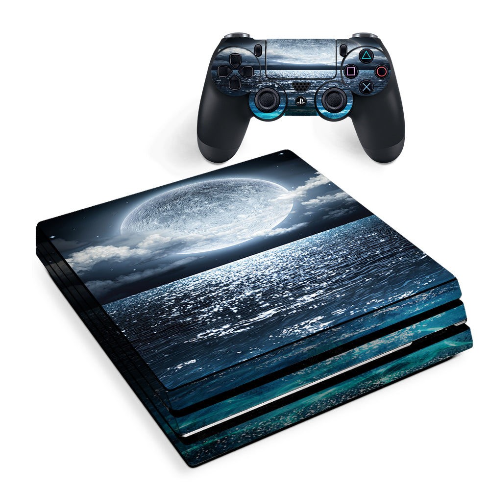 Giant Moon Over The Ocean  Sony PS4 Pro Skin
