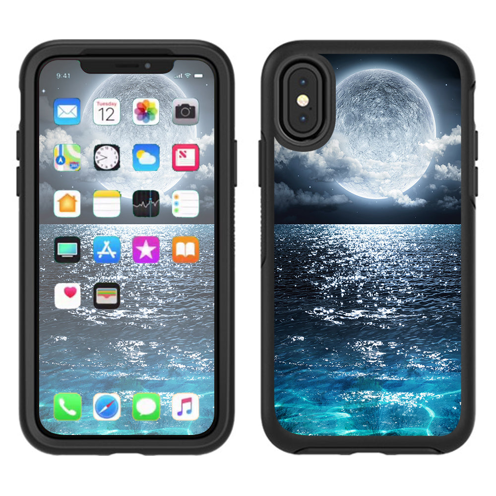  Giant Moon Over The Ocean  Otterbox Defender Apple iPhone X Skin