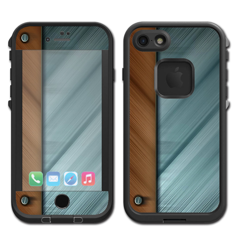  Blue Brown Rivets Metal Panel Lifeproof Fre iPhone 7 or iPhone 8 Skin