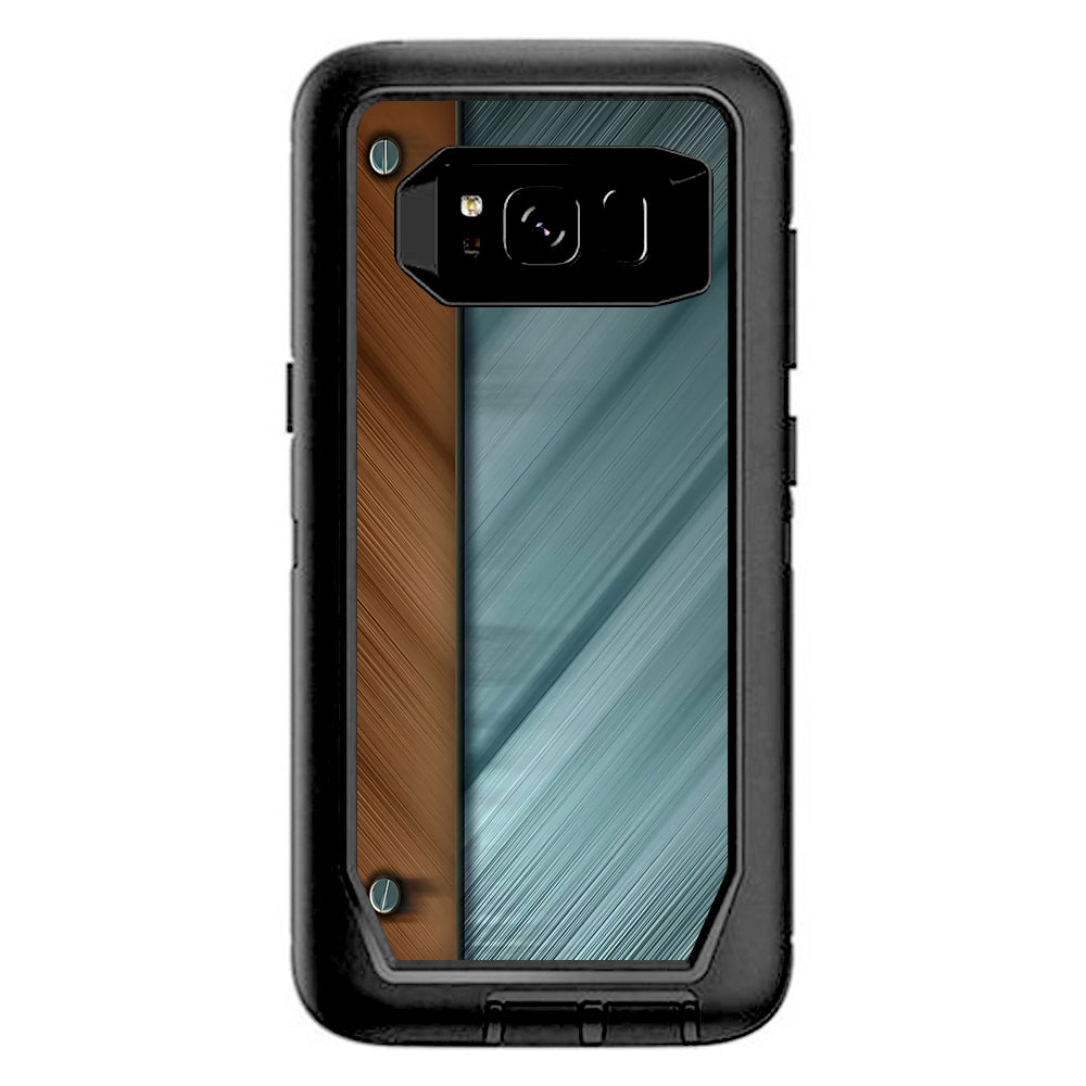  Blue Brown Rivets Metal Panel Otterbox Defender Samsung Galaxy S8 Skin