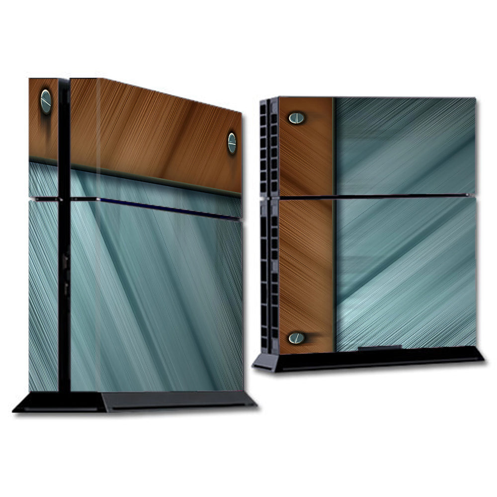  Blue Brown Rivets Metal Panel Sony Playstation PS4 Skin