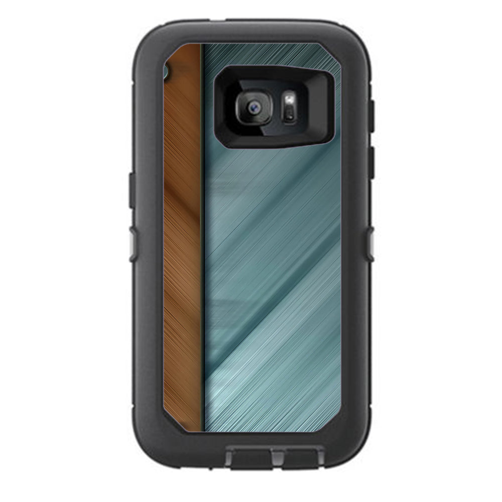  Blue Brown Rivets Metal Panel Otterbox Defender Samsung Galaxy S7 Skin