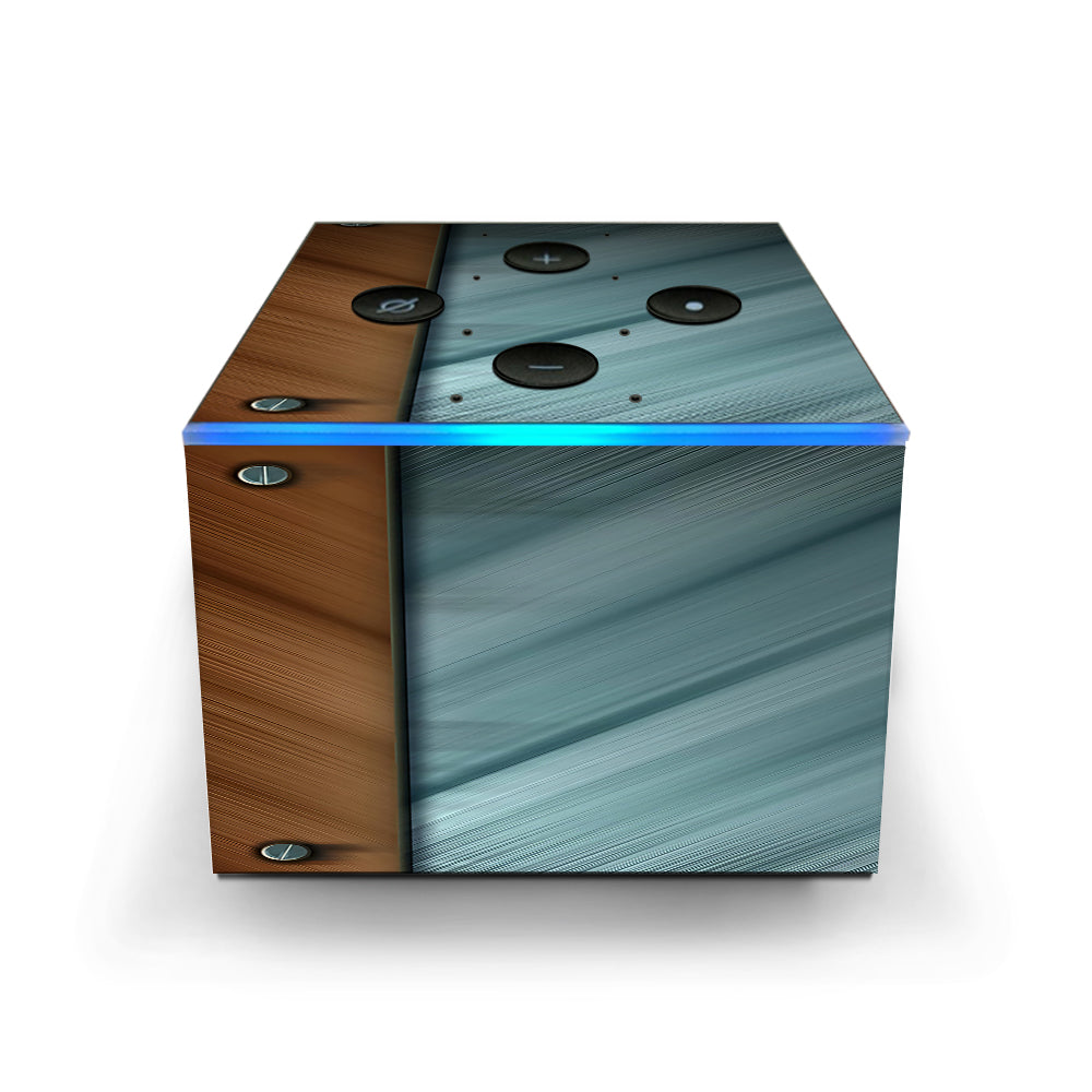  Blue Brown Rivets Metal Panel Amazon Fire TV Cube Skin