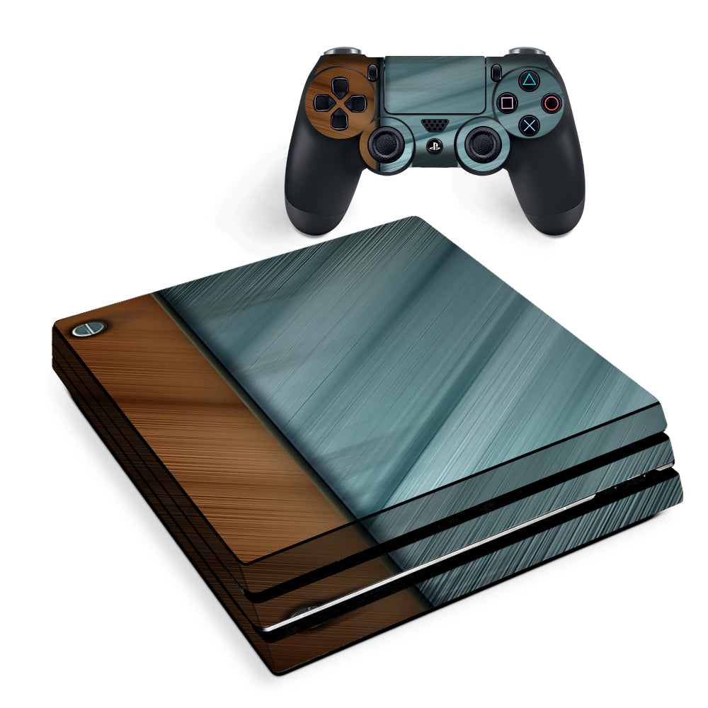 Blue Brown Rivets Metal Panel Sony PS4 Pro Skin