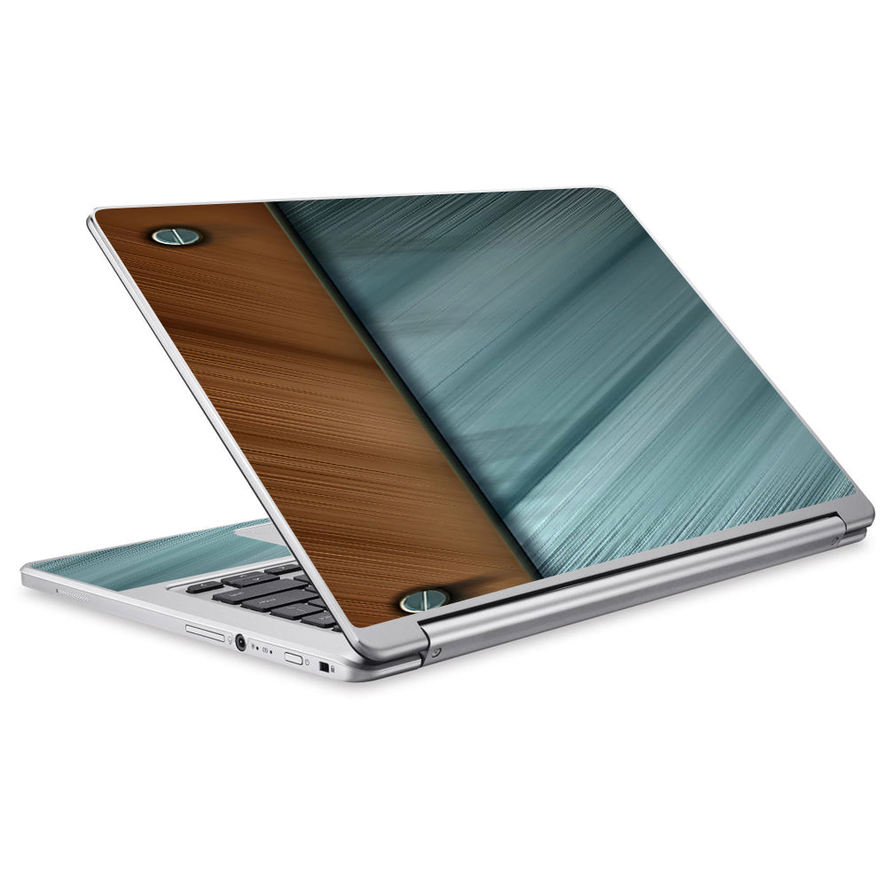  Blue Brown Rivets Metal Panel Acer Chromebook R13 Skin