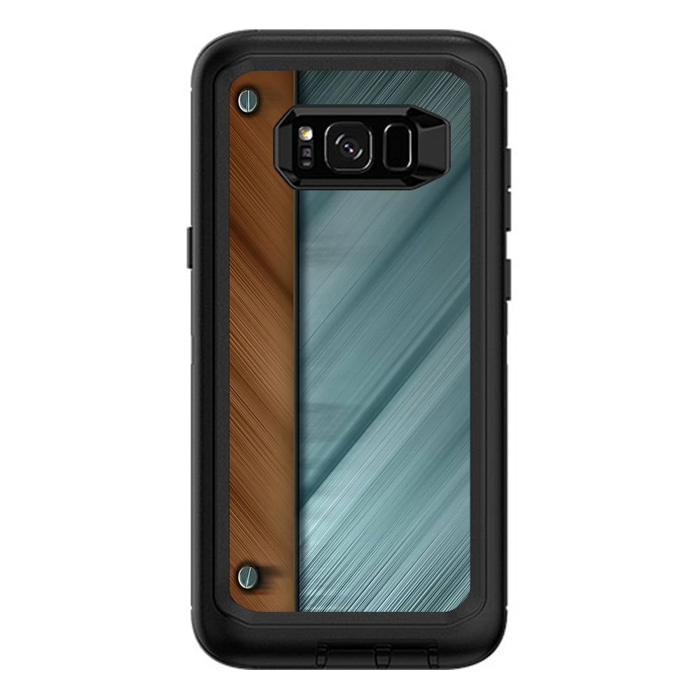  Blue Brown Rivets Metal Panel Otterbox Defender Samsung Galaxy S8 Plus Skin