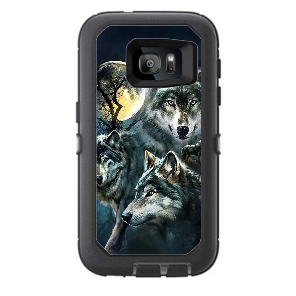  3 Wolves Moonlight Otterbox Defender Samsung Galaxy S7 Skin