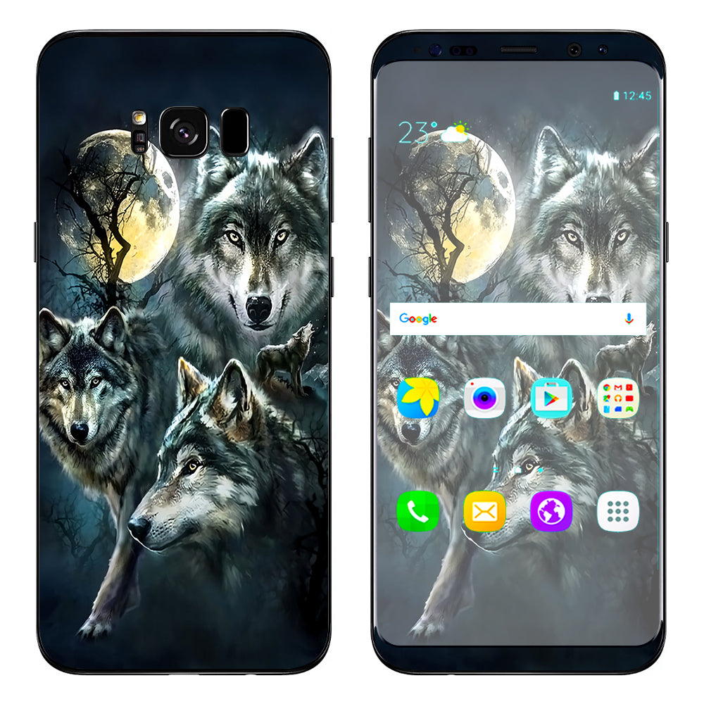  3 Wolves Moonlight Samsung Galaxy S8 Skin