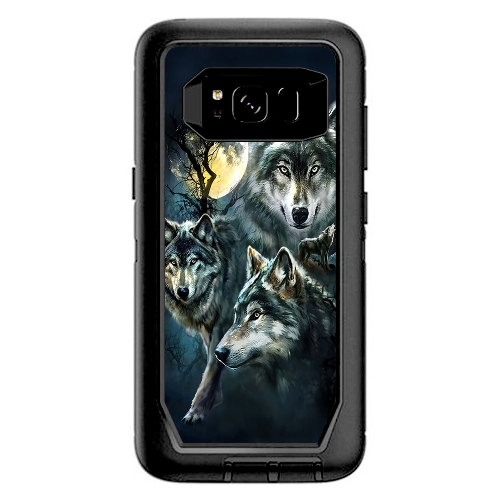  3 Wolves Moonlight Otterbox Defender Samsung Galaxy S8 Skin