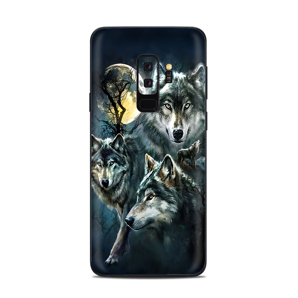  3 Wolves Moonlight Samsung Galaxy S9 Plus Skin