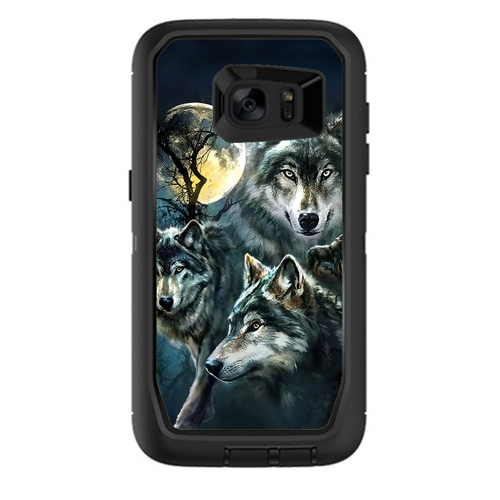  3 Wolves Moonlight Otterbox Defender Samsung Galaxy S7 Edge Skin