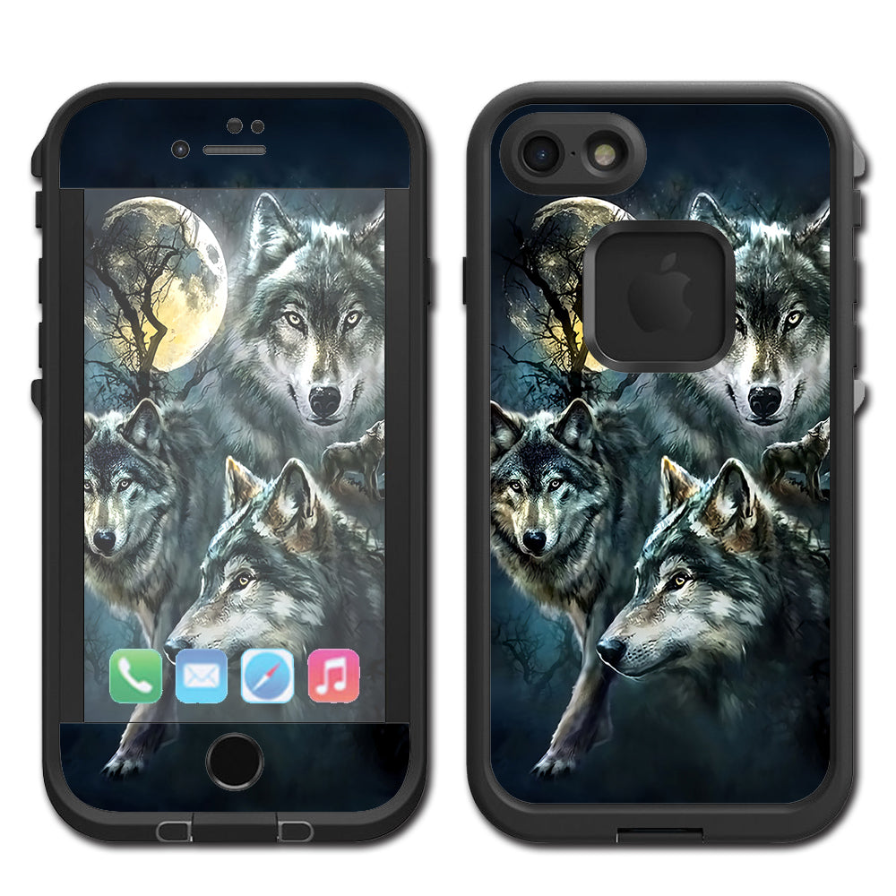  3 Wolves Moonlight Lifeproof Fre iPhone 7 or iPhone 8 Skin