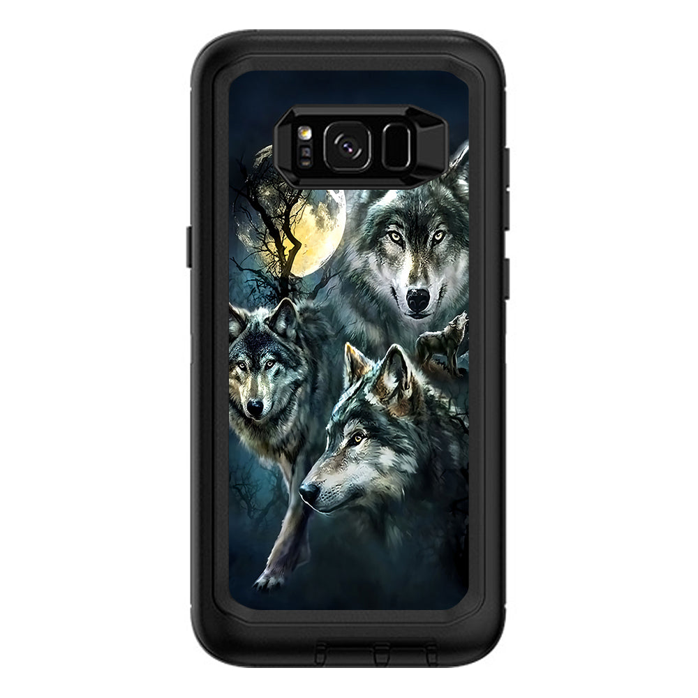  3 Wolves Moonlight Otterbox Defender Samsung Galaxy S8 Plus Skin