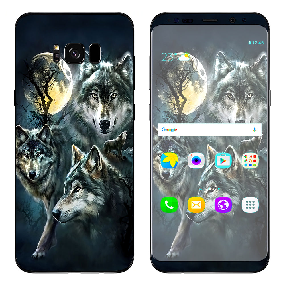  3 Wolves Moonlight Samsung Galaxy S8 Plus Skin
