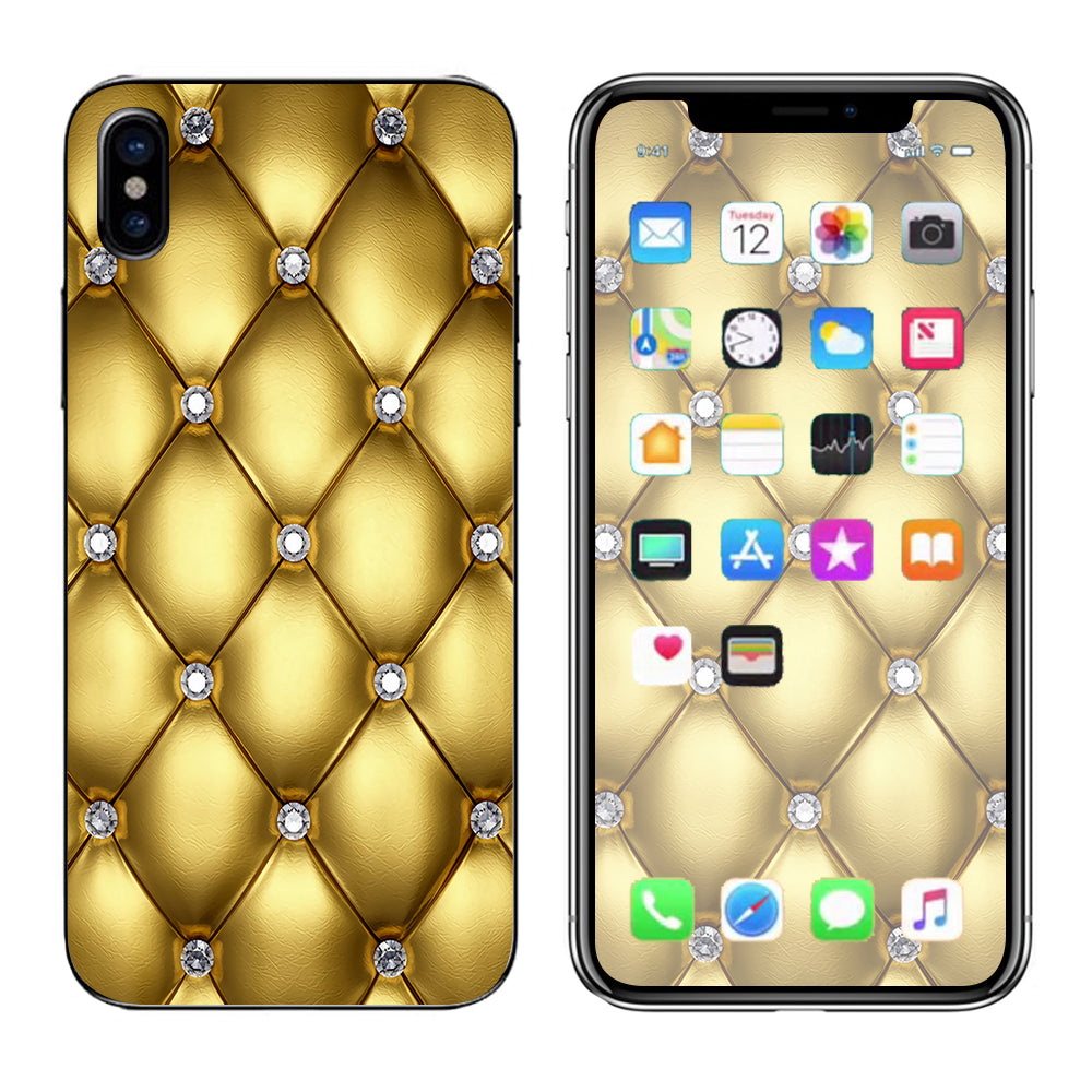  Gold Diamond Chesterfield Apple iPhone X Skin
