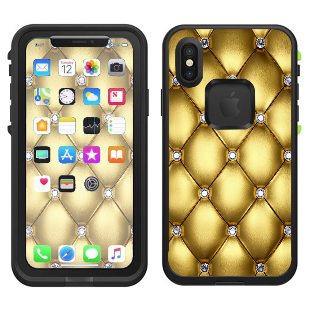 Gold Diamond Chesterfield Lifeproof Fre Case iPhone X Skin