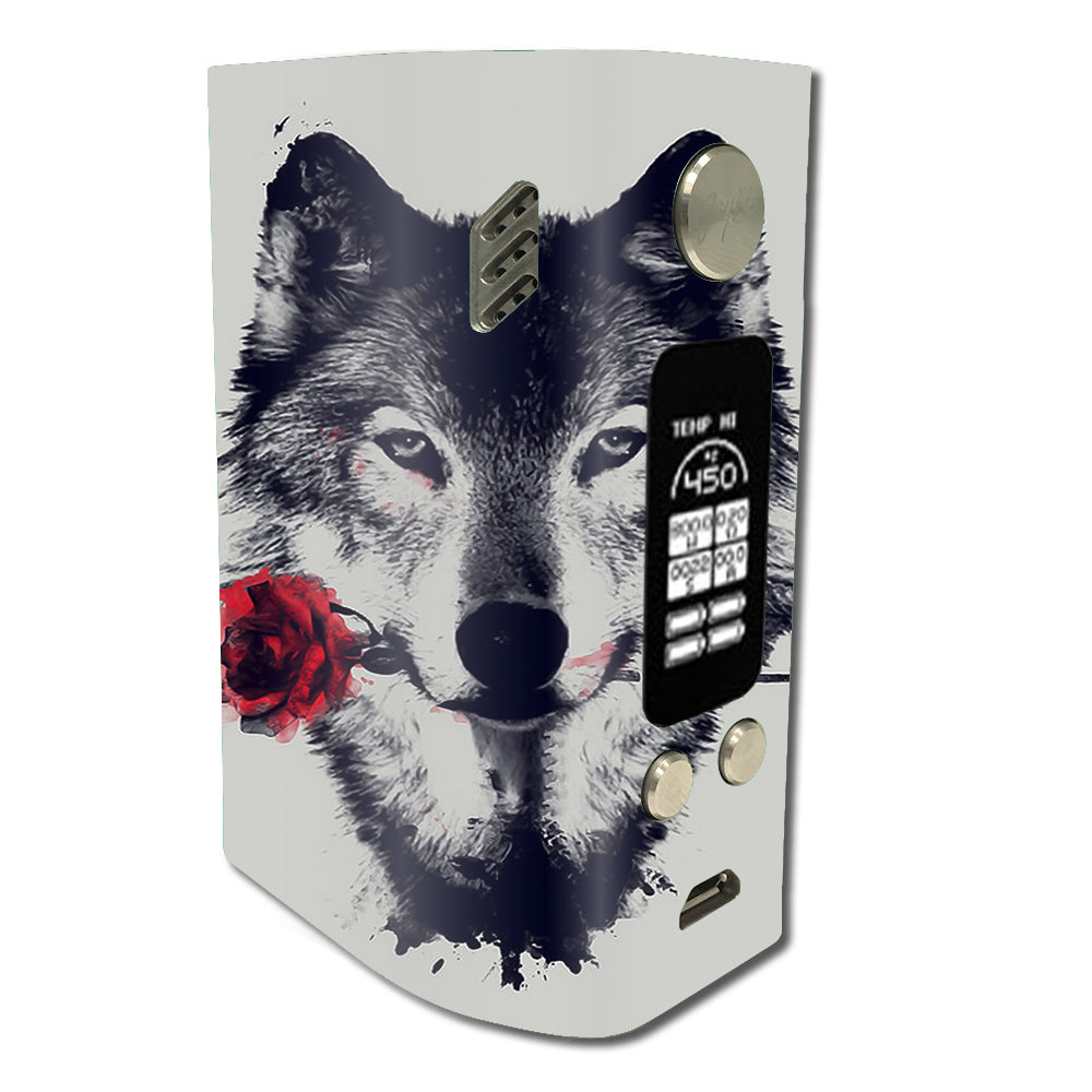  Wolf With Rose In Mouth Wismec Reuleaux RX300 Skin