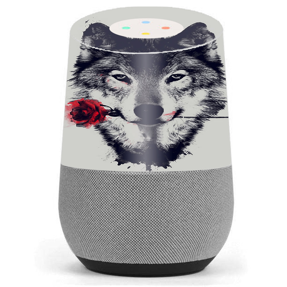  Wolf With Rose In Mouth Google Home Skin