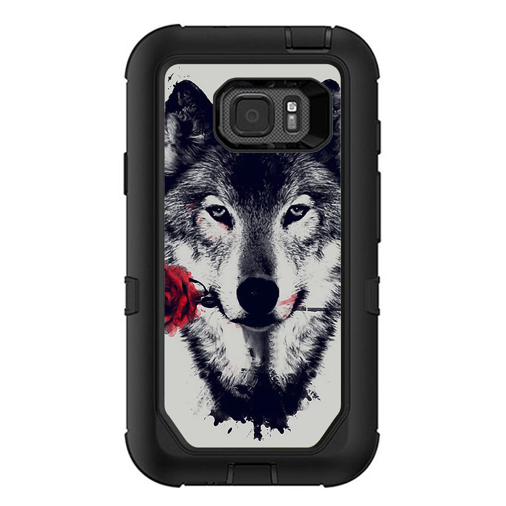  Wolf With Rose In Mouth Otterbox Defender Samsung Galaxy S7 Active Skin