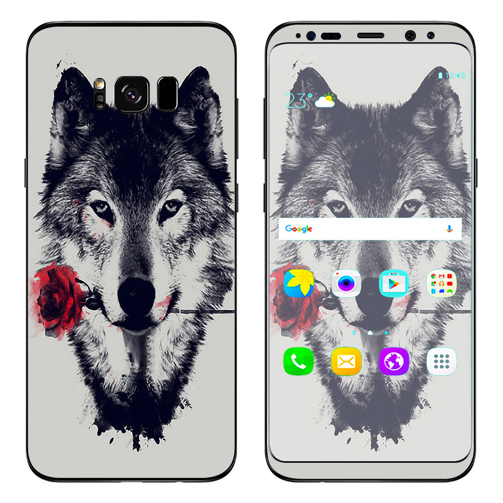  Wolf With Rose In Mouth Samsung Galaxy S8 Plus Skin