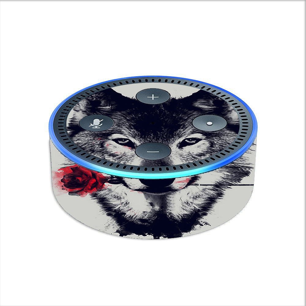  Wolf With Rose In Mouth Amazon Echo Dot 2nd Gen Skin