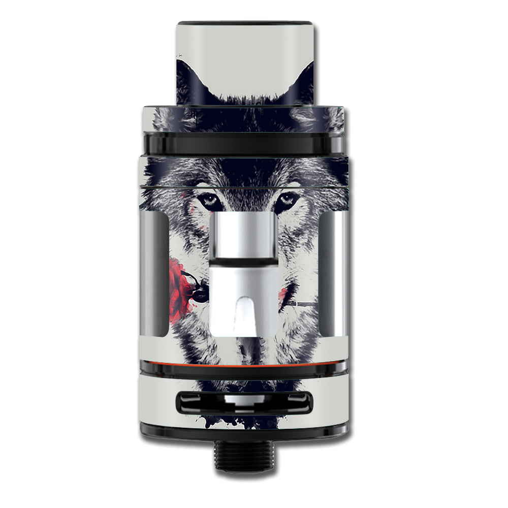  Wolf With Rose In Mouth Smok TFV8 Mini Big Baby Beast Skin