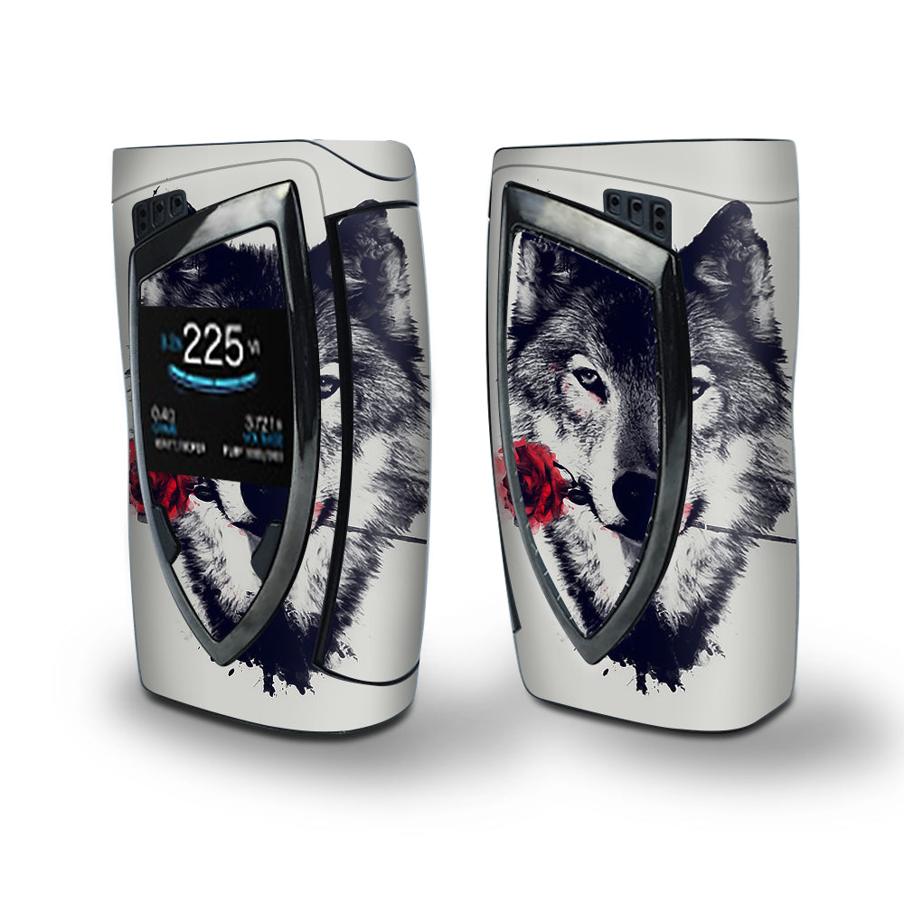 Skin Decal Vinyl Wrap for Smok Devilkin Kit 225w (includes TFV12 Prince Tank Skins) Vape Skins Stickers Cover / Wolf with rose in mouth