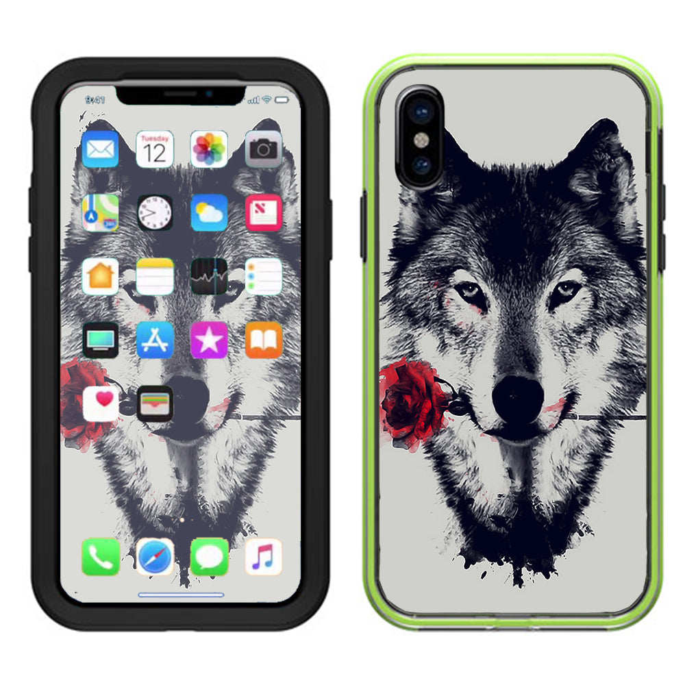  Wolf With Rose In Mouth Lifeproof Slam Case iPhone X Skin