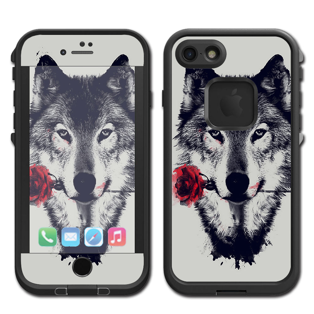  Wolf With Rose In Mouth Lifeproof Fre iPhone 7 or iPhone 8 Skin