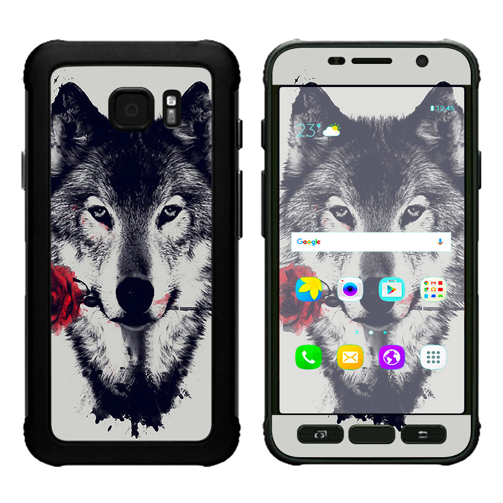  Wolf With Rose In Mouth Samsung Galaxy S7 Active Skin