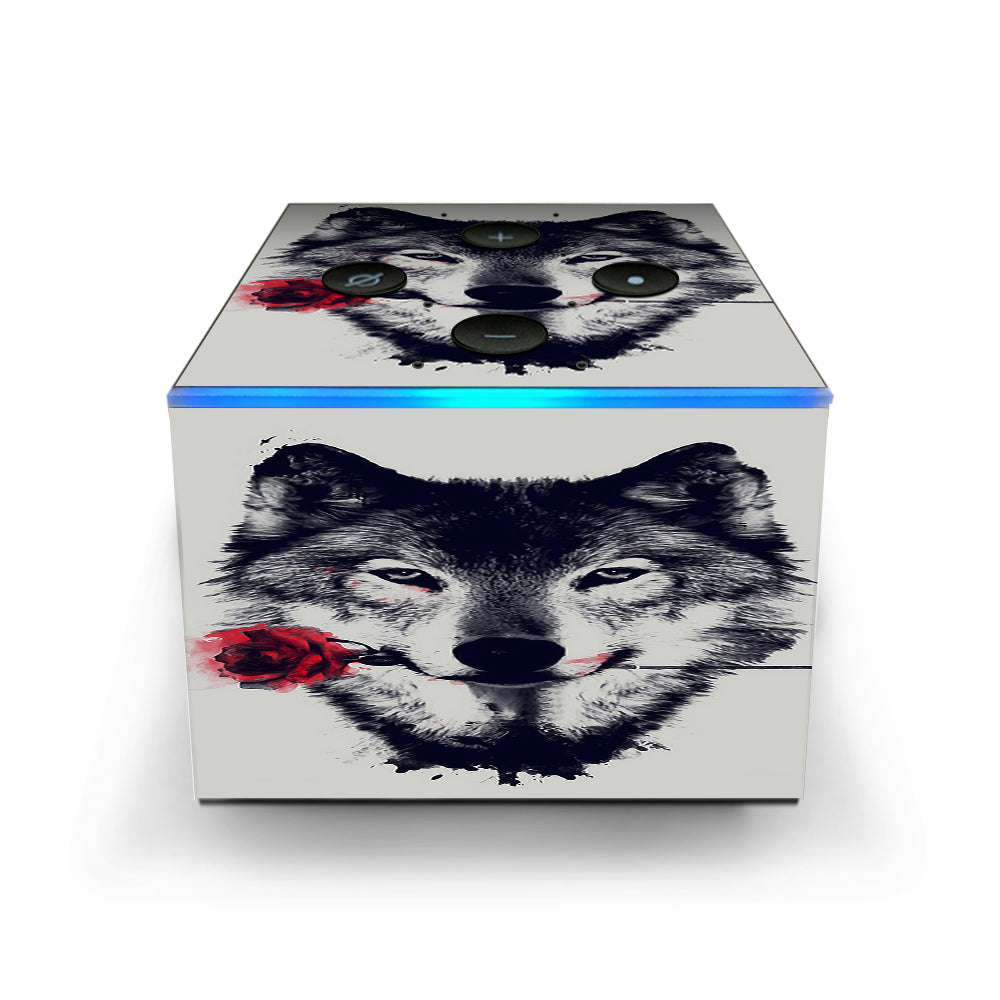  Wolf With Rose In Mouth Amazon Fire TV Cube Skin