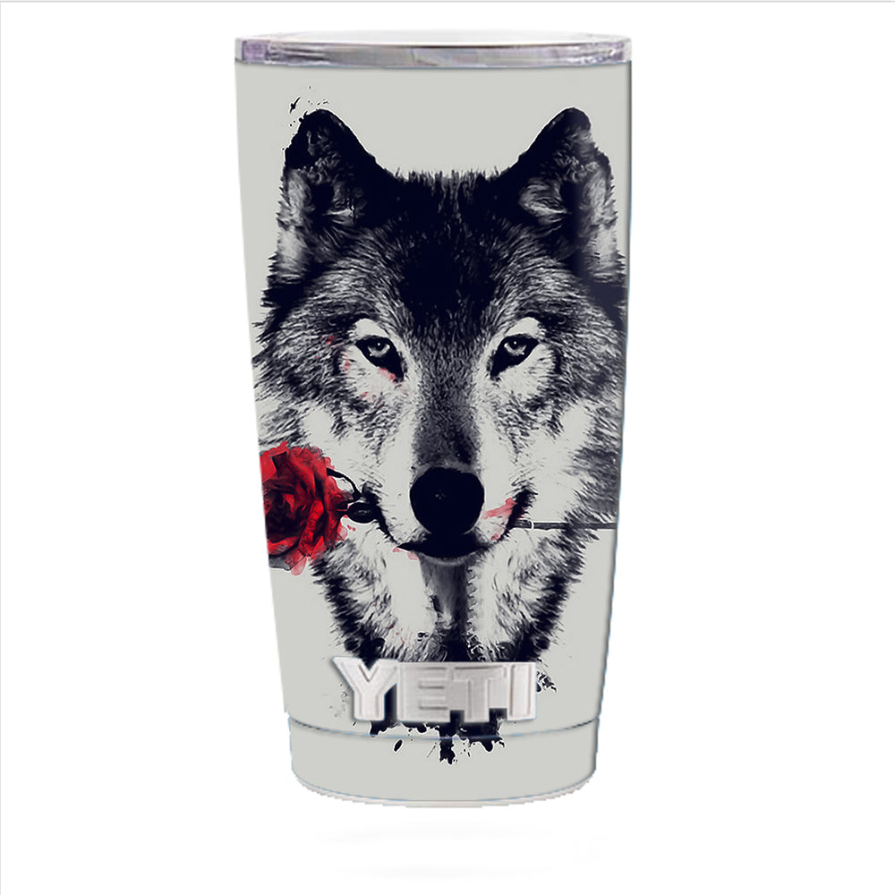  Wolf With Rose In Mouth Yeti 20oz Rambler Tumbler Skin