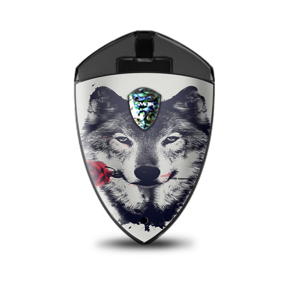  Wolf With Rose In Mouth Smok Rolo Badge Skin